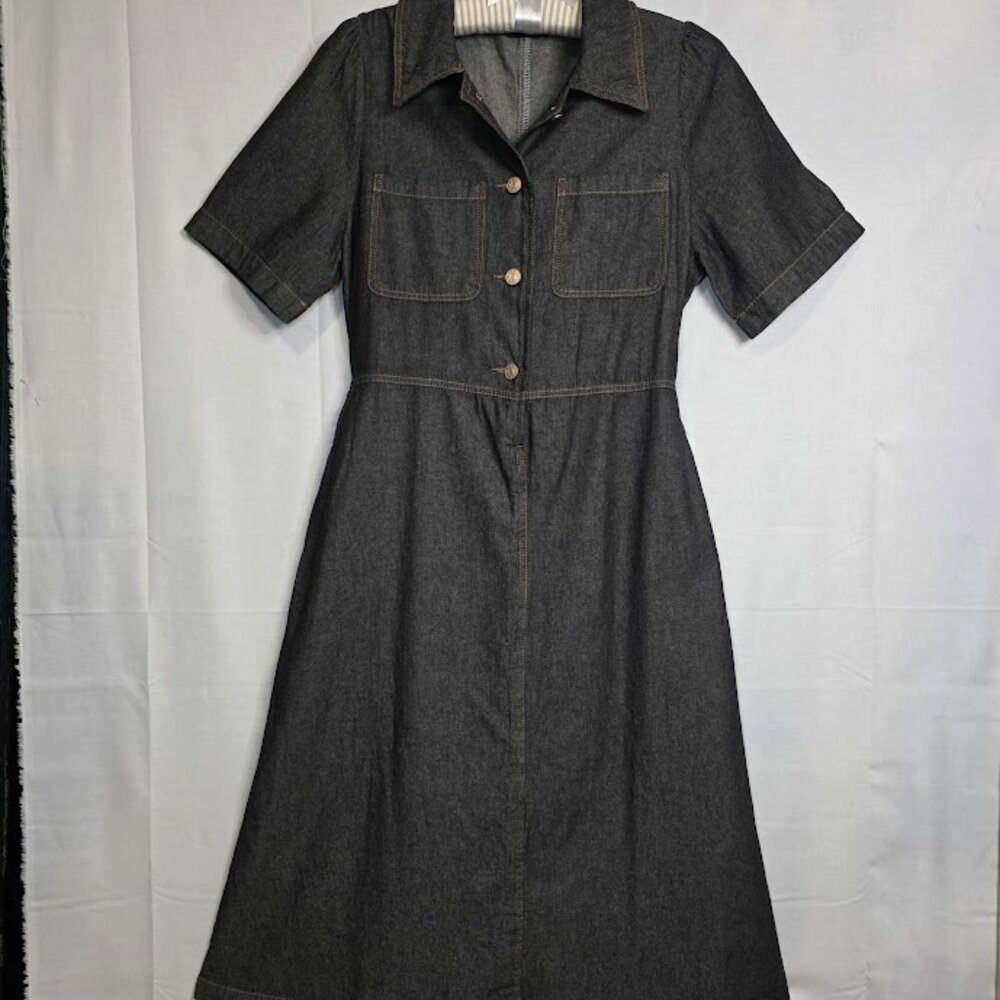Breal Women's Midi Length Short Sleeve Denim Dress M